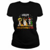Happy HalloThanksMas Halloween Thanksgiving Christmas Dog T-Shirt