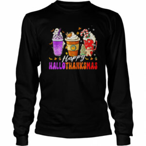 Happy Hallothanksmas Coffee Halloween Thanksgiving Christmas T-Shirt