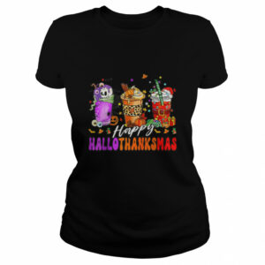 Happy Hallothanksmas Coffee Halloween Thanksgiving Christmas Tee 1