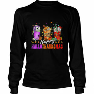 Happy Hallothanksmas Coffee Halloween Thanksgiving Christmas Tee 2