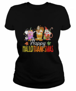 Happy Hallothanksmas Gnomes Halloween Thanksgiving Christmas Shirt 1