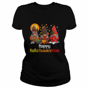 Happy Hallothanksmas Gnomes Halloween Thanksgiving Christmas Tee Shirt 1