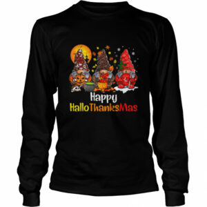 Happy Hallothanksmas Gnomes Halloween Thanksgiving Christmas Tee Shirt 2