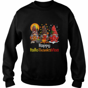 Happy Hallothanksmas Gnomes Halloween Thanksgiving Christmas Tee Shirt 3