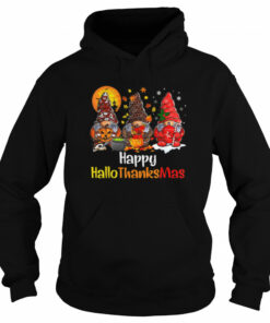 Happy Hallothanksmas Gnomes Halloween Thanksgiving Christmas Tee Shirt 4