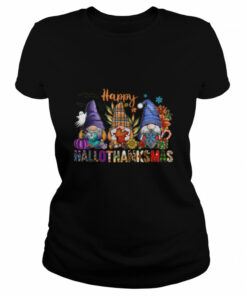 Happy Hallothanksmas Gnomes Halloween Thanksgiving Christmas Tshirt 1