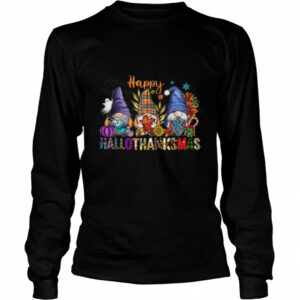 Happy Hallothanksmas Gnomes Halloween Thanksgiving Christmas Tshirt 2