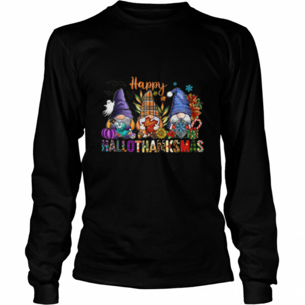 Happy Hallothanksmas Gnomes Halloween Thanksgiving Christmas Tshirt