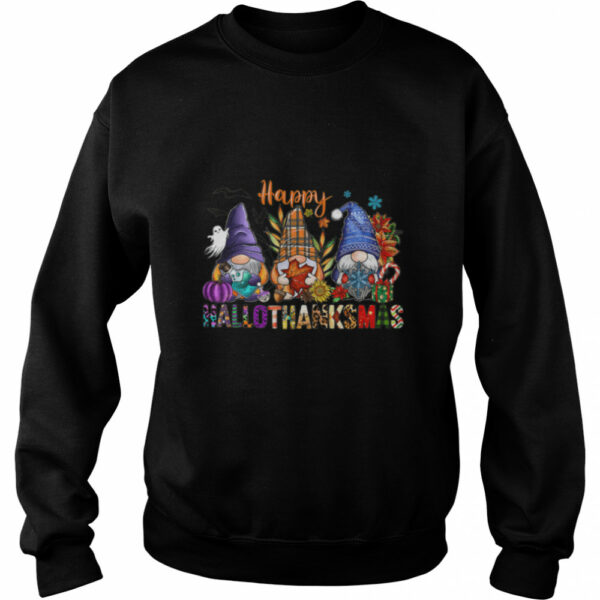 Happy Hallothanksmas Gnomes Halloween Thanksgiving Christmas Tshirt