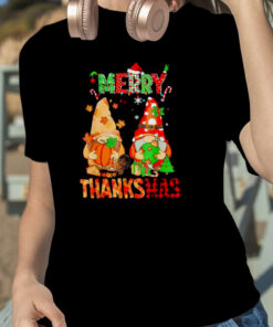 Merry Thanksmas Christmas Gnome Santa Hay Funny Xmas Pajama shirt 1