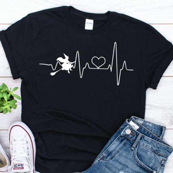 Witch Heartbeat Halloween T-Shirt For Nurse Or Doctor