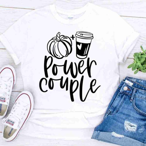 pumpkin spice coffee power couple shirt