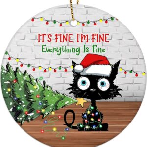 Christmas Ornament Cat Everything Is Fine Funny