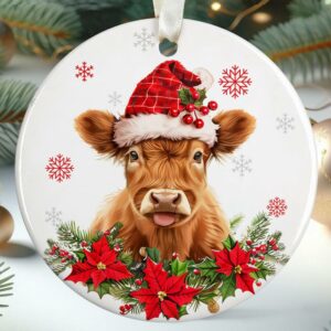 Christmas Ornament Farm Animal Cow Highland