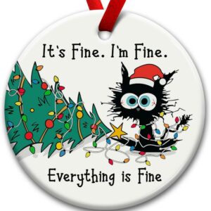 Christmas Ornament Funny Hanging Black Cat Tree