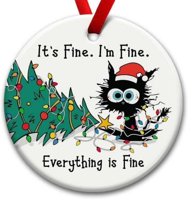 Christmas Ornament Funny Hanging Black Cat Tree