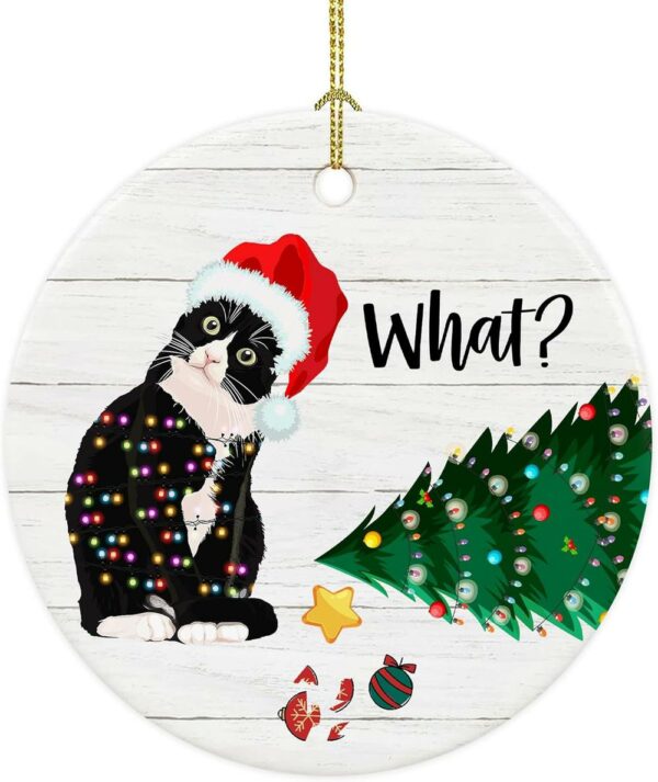 Christmas Ornament Tuxedo Cat Funny Xmas Tree Hanging