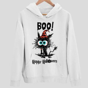 Halloween Black Cat Boo Happy Halloween Hoodie