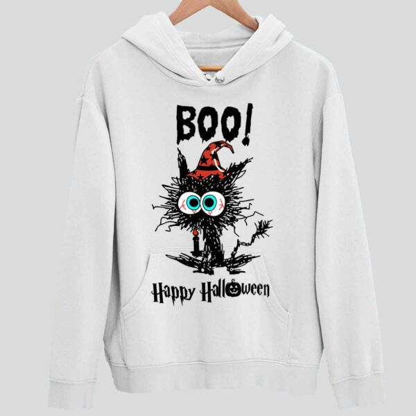 Halloween Black Cat Boo Happy Halloween Hoodie