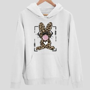 Leopard Rabbit Bunny Blowing Bubble Gum Easter Day Hoodie