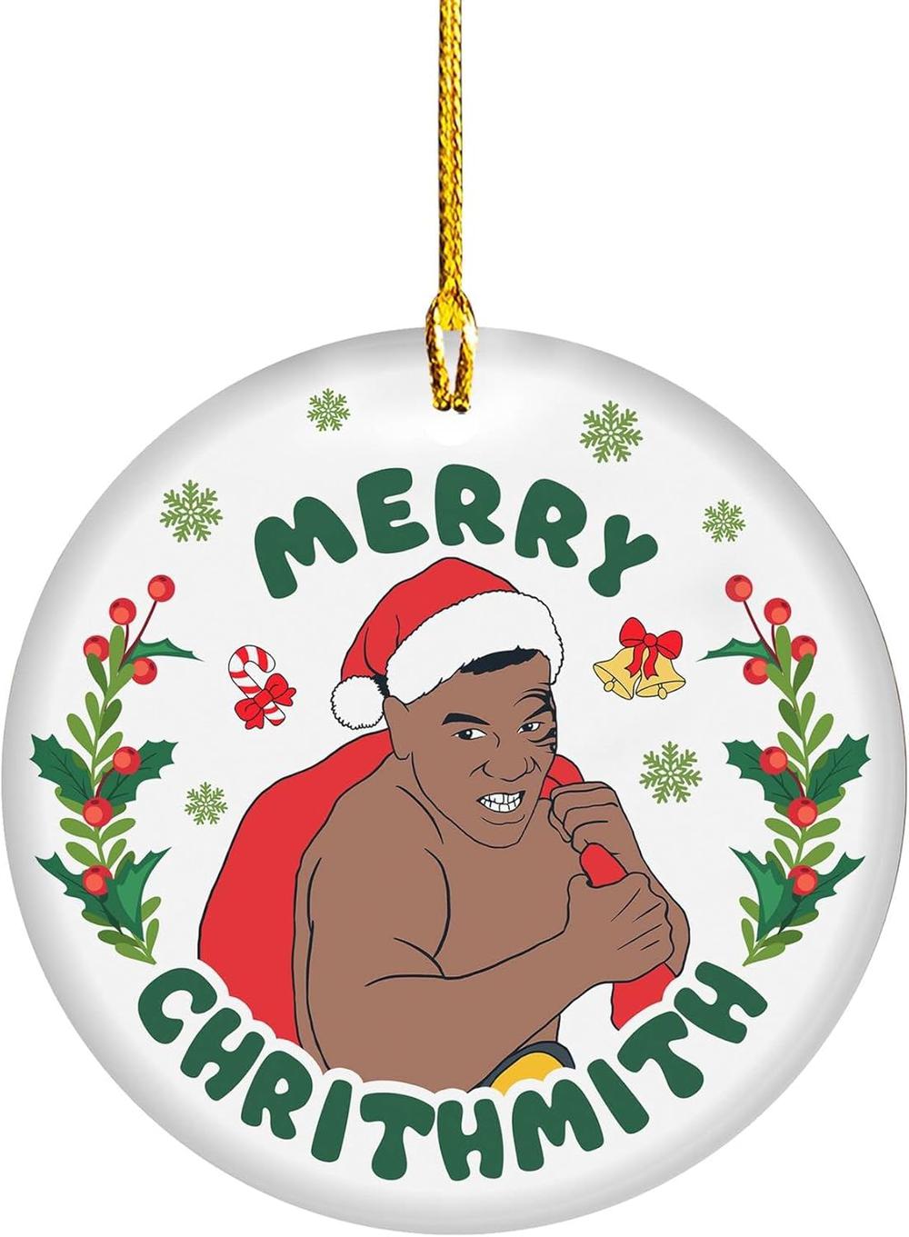 Mike Tyson Ornament Merry Chrithmith Boxing Santa Funny