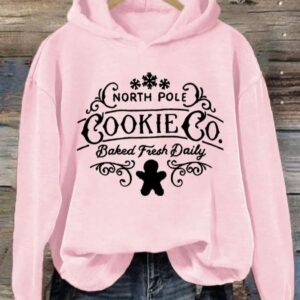 North Pole Cookie Co Baked Fresh Daily Christmas Hoodie Long Sleeve Sweatshirt