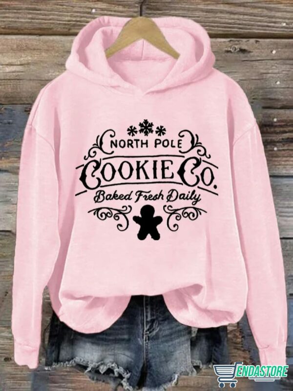 North Pole Cookie Co Baked Fresh Daily Christmas Hoodie Long Sleeve Sweatshirt