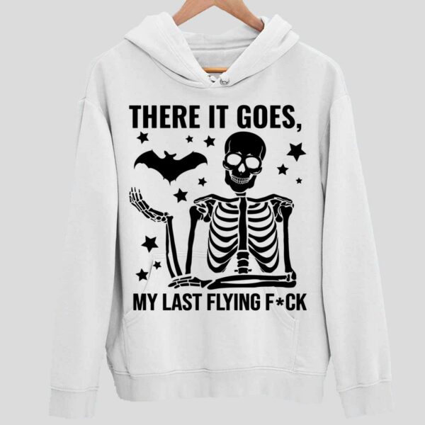 Skeleton There It Goes My Last Flying Fck Print Casual Hooded Sweatshirt