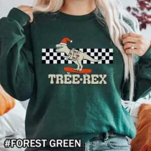 Christmas Tree Rex Skateboarding T-Rex Shirt