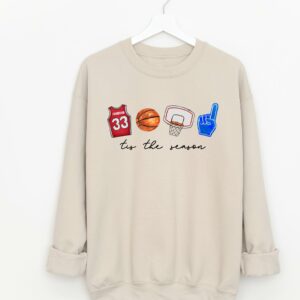 Basketball Tis The Season Custom Jersey Number Sweatshirt Comfort Colors, Bella, or Gildan Brand Sweatshirt Basketball Mom Sweatshirt