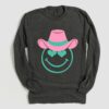 Long Sleeve Comfort Colors Cowboy Smiley Valentines Shirt – Unisex Tee- Cowgirl Smiley – Youth and Adult Sizes