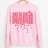 Valentines Bella or Gildan Mama Leopard Print Bow Sweatshirt