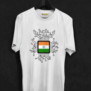India Flag In Chip Cotton T-shirt