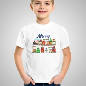 Merry Christmas In Train  Kids T-shirt