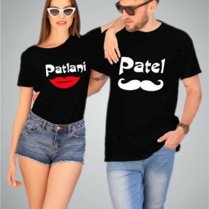 Patel Patlani Couple T-Shirts (English Caption)