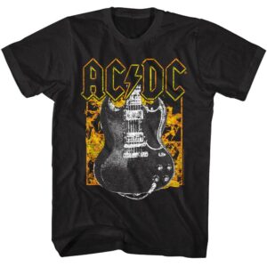 ACDC Flaming Guitar Men’s T Shirt