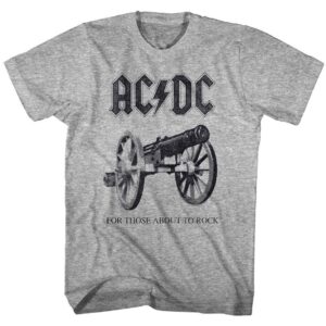 ACDC For Those About to Rock Cannon Men’s Gray T Shirt