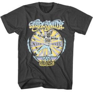 Aerosmith Nine Lives Wheel Men’s T Shirt