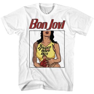 Bon Jovi Slippery When Wet Cartoon Men’s T Shirt