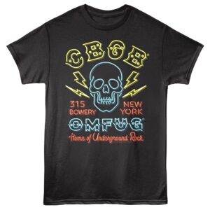 CBGB OMFUG Skull Neon Sign Men’s T Shirt
