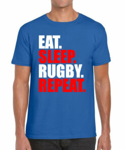 Eat Sleep Rugby Repeat Rugby Cup European Support World Six Nations Championship Mens Tee Top 2