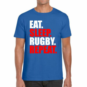 Eat Sleep Rugby Repeat Rugby Cup European Support World Six Nations Championship Mens Tee Top